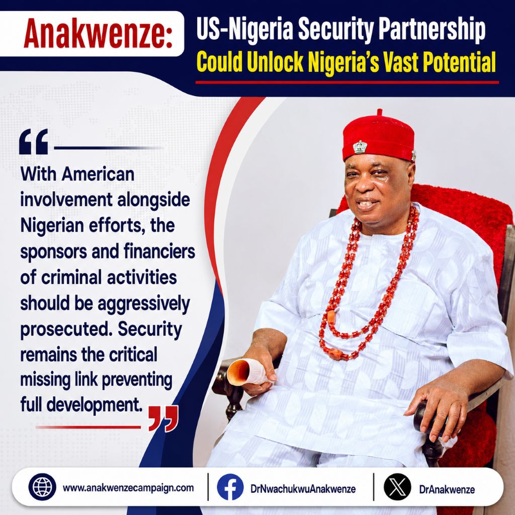Anakwenze: US-Nigeria Security Partnership Could Unlock Nigeria’s Vast Potential